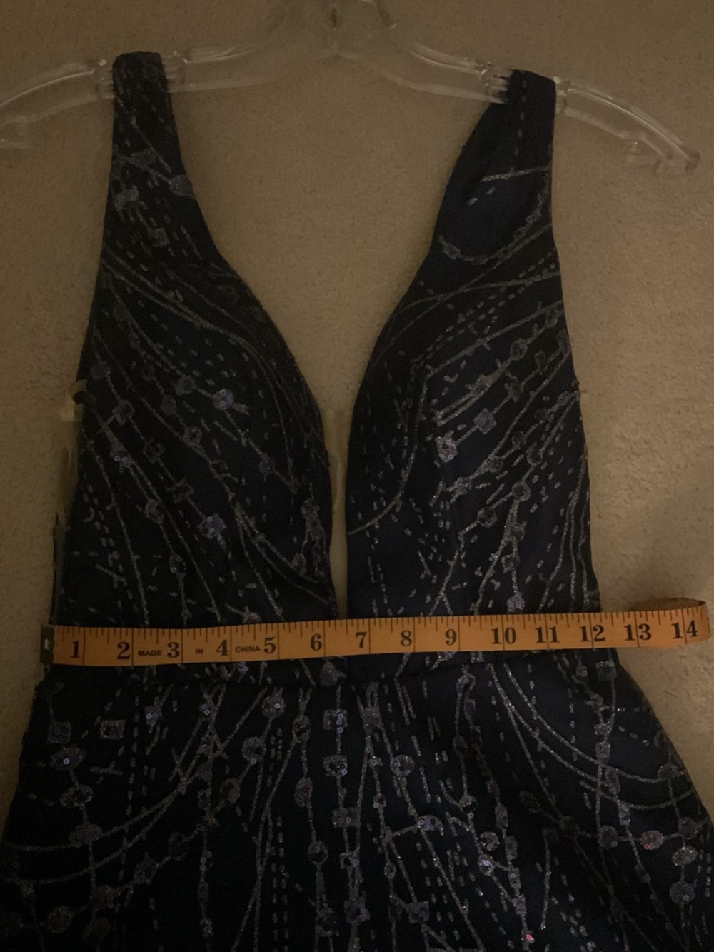 Full Length Navy Glitter Tulle and Satin Gown - Picture 15 of 15